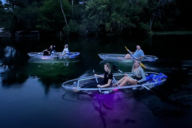 Rainbow Springs: Clear Kayak Sunset & Glow Tour - Turning on the glow lights after dark