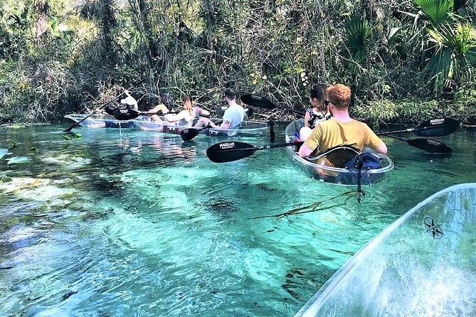 Clear-bottomed kayaks on the spring run at Rock Springs